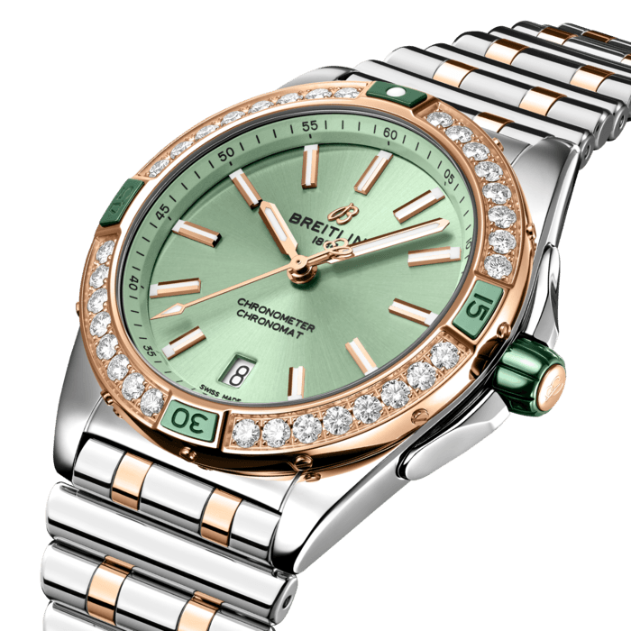 Breitling Super Chronomat Automatisch 38 Edelstahl& 18K rotes Gold Grün U17356531L1U1-1
