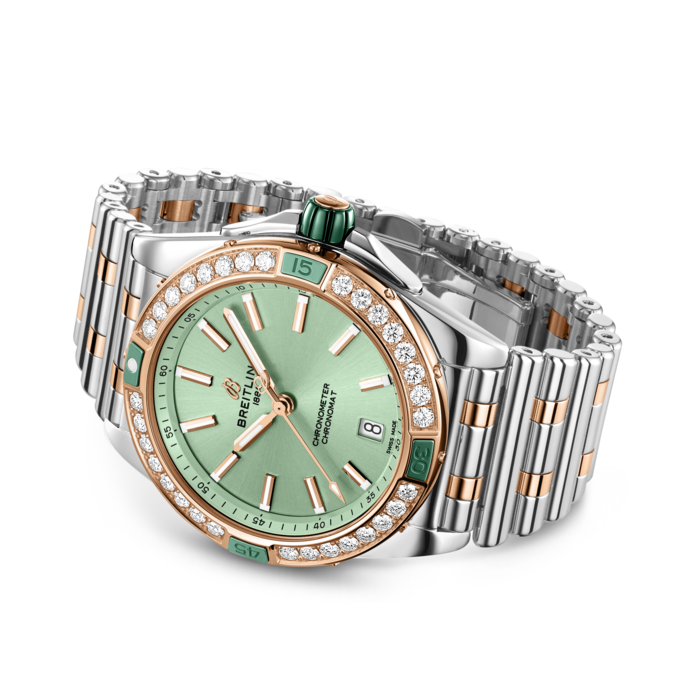 Breitling Super Chronomat Automatisch 38 Edelstahl& 18K rotes Gold Grün U17356531L1U1-2