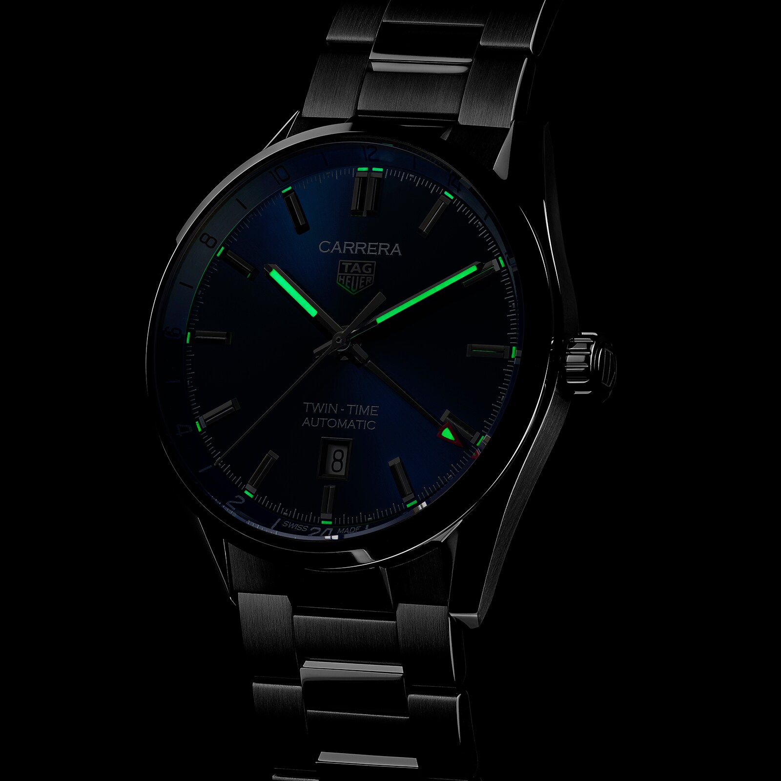 Tag Heuer Carrera Drei-Hand-Twin-Time 41mm Automatic Herren Replik Uhren WBN201A.BA0640-5