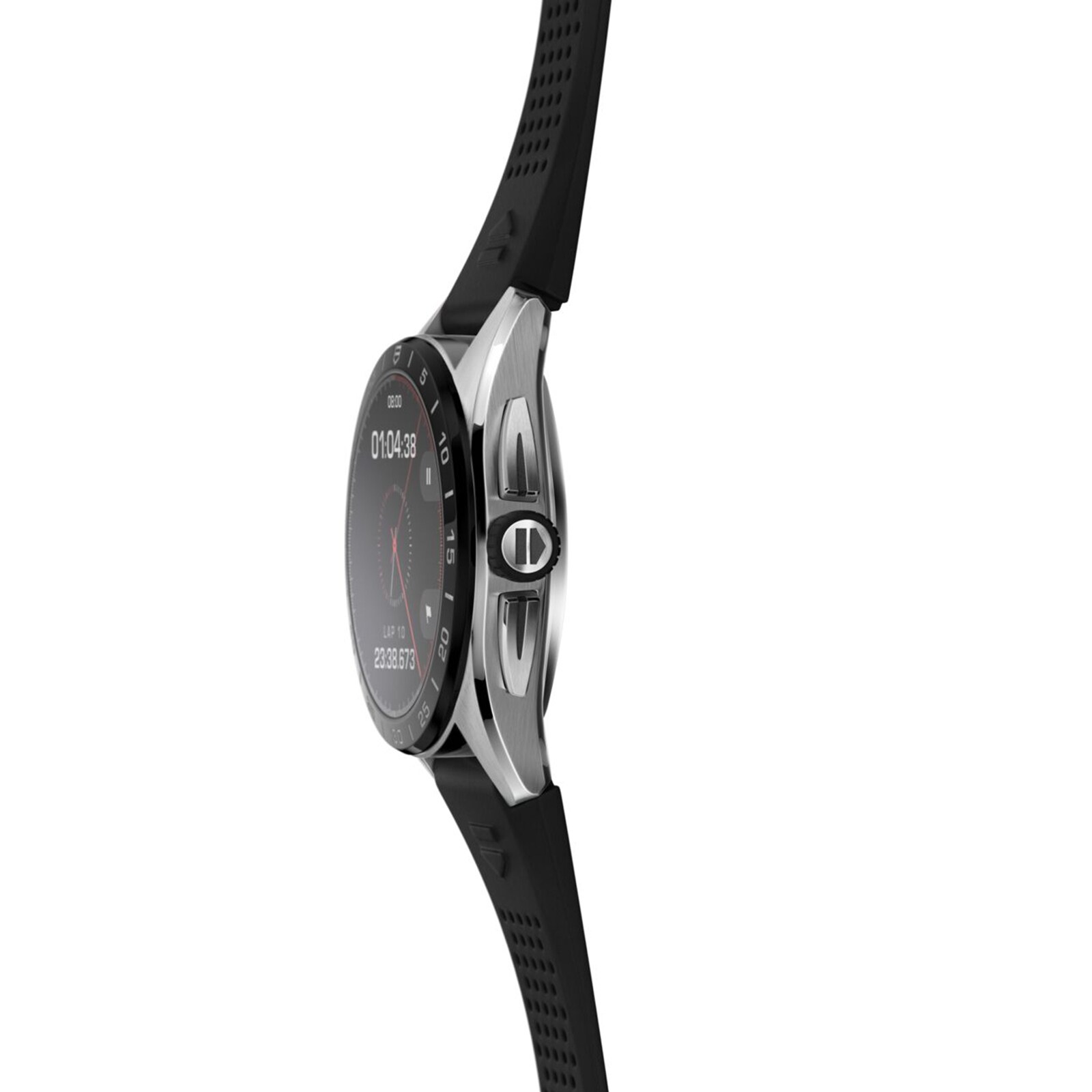 Tag Heuer angeschlossen 45 mm 2022 Stahlkoffer schwarzer Gummi -Gurt SBR8A10.BT6259-2