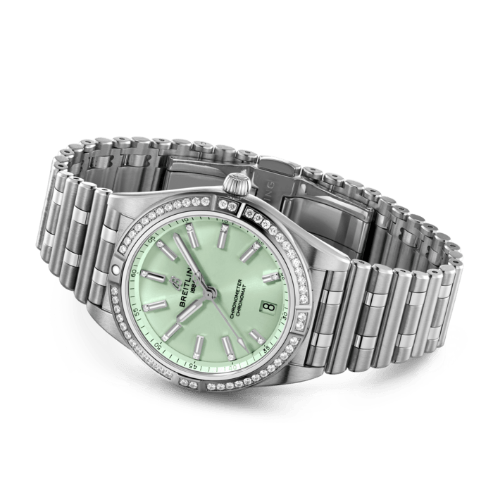 Breitling Chronomat Automatic 36 Edelstahl (Gem-Set) Mint Green A10380591L1A1-2