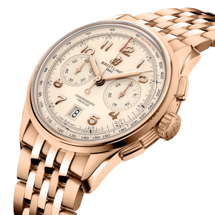 Breitling Premier B01 Chronograph 42 18K Red Gold Cream RB0145371G1R1-1