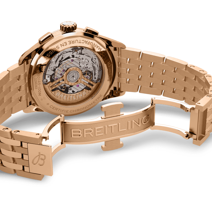 Breitling Premier B01 Chronograph 42 18K Red Gold Cream RB0145371G1R1-4