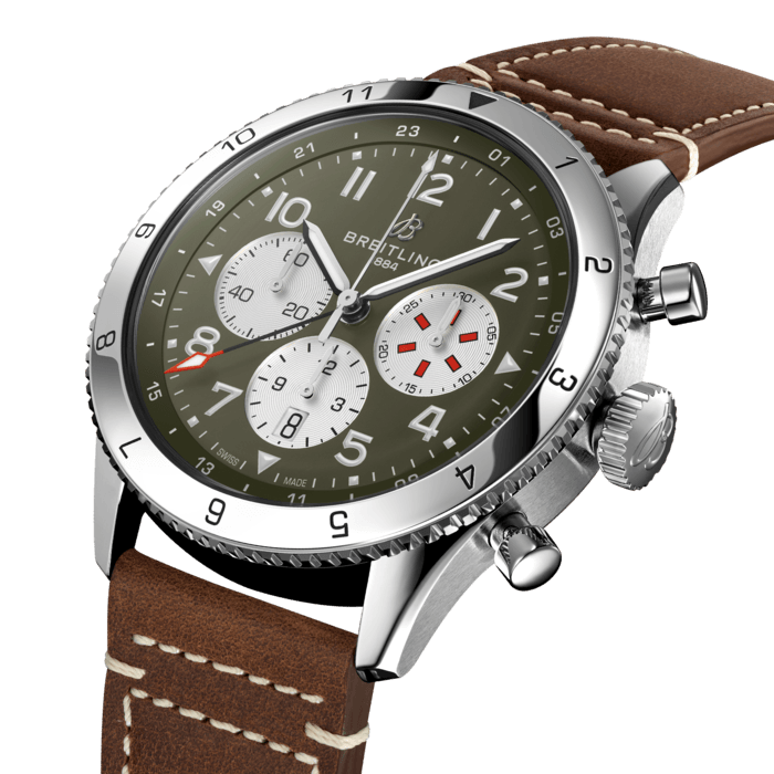 Breitling Super Avi B04 Chronograph GMT 46 Curtiss Warhawk Edelstahl Grün Ab04452a1l1x1-1