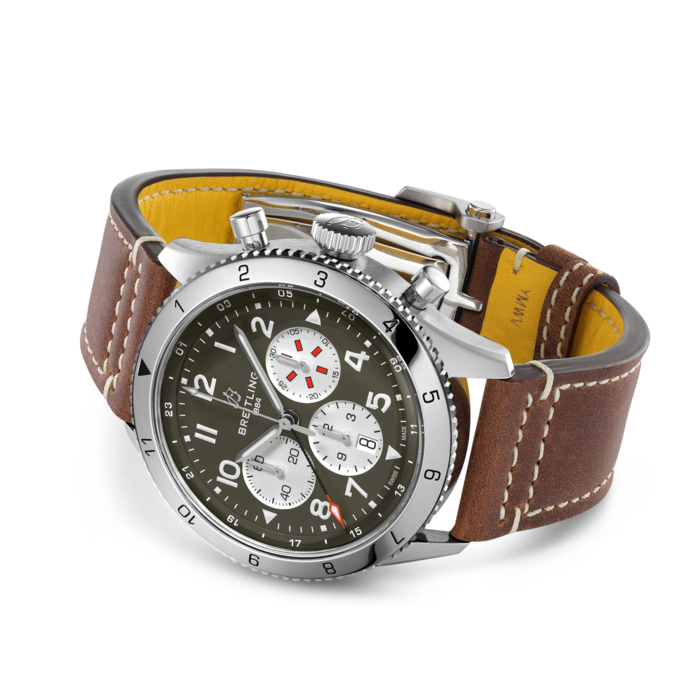 Breitling Super Avi B04 Chronograph GMT 46 Curtiss Warhawk Edelstahl Grün Ab04452a1l1x1-2