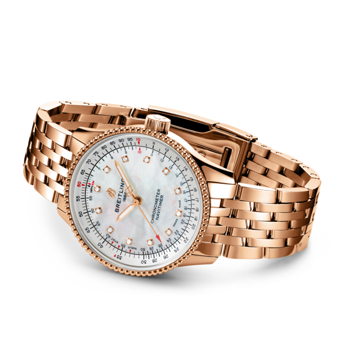 Breitling Navitimer Automatisch 35 18K Red Gold-Perlmutter R17395211a1r1-2