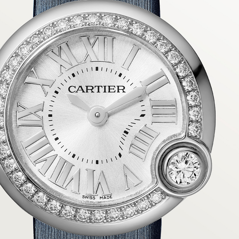Ballon Blanc de Cartier Uhr 26 mm Stahl Diamanten Leder-1