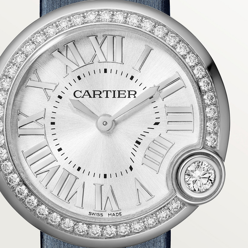 Ballon Blanc de Cartier Uhr 30 mm Stahldiamanten Leder-1