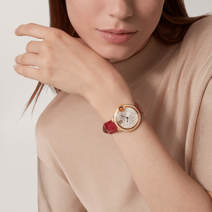 Ballon Bleu de Cartier Uhr 33 mm Automatische mechanische Bewegung Rosegold Diamanten-5
