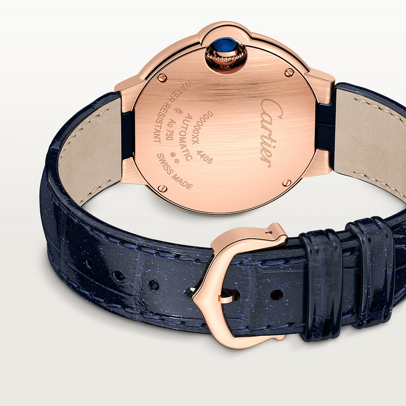 Ballon Bleu de Cartier Uhr 33 mm Automatische mechanische Bewegung Rosegold Diamanten Leder-1