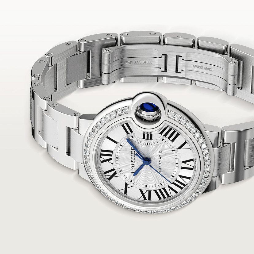 Ballon Bleu de Cartier Uhr 33 mm mechanische Bewegung mit automatischen Wickelstahldiamanten-5