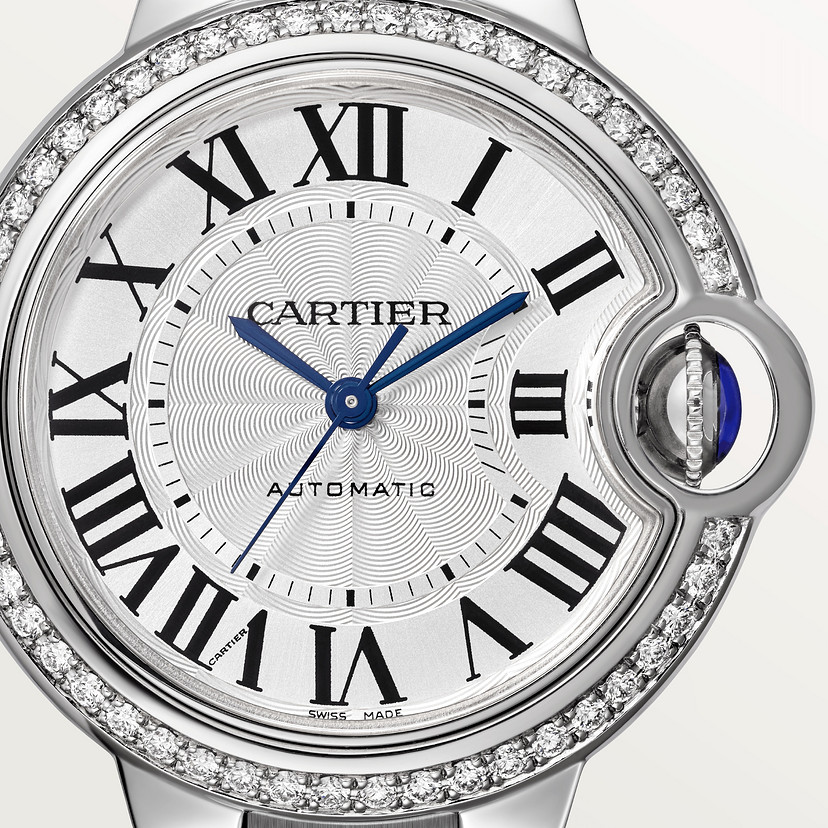Ballon Bleu de Cartier Uhr 33 mm mechanische Bewegung mit automatischen Wickelstahldiamanten-6