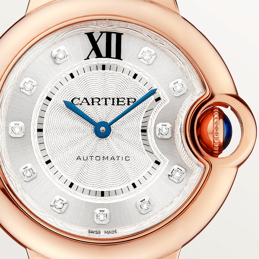 Ballon Bleu de Cartier Uhr 33 mm automatische Bewegung Rosegold Diamonds Leder-4