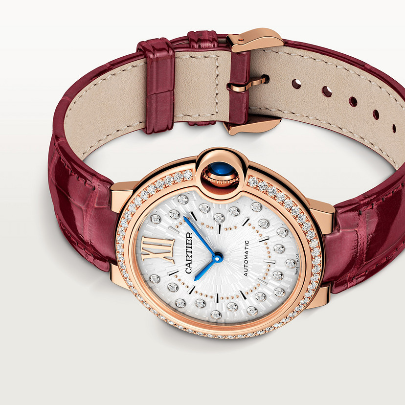 Ballon Bleu de Cartier Uhr 36 mm Automatische mechanische Bewegung Roségold Diamonds Leder-3