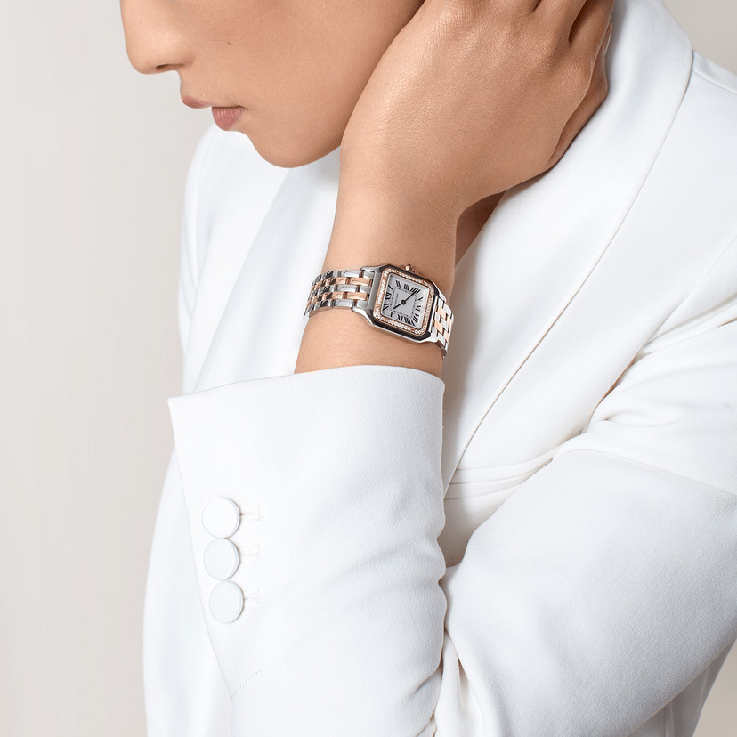 Panthère de Cartier Uhrenmedium Modell Quarz Bewegung Rosegold Stahl Diamanten-8