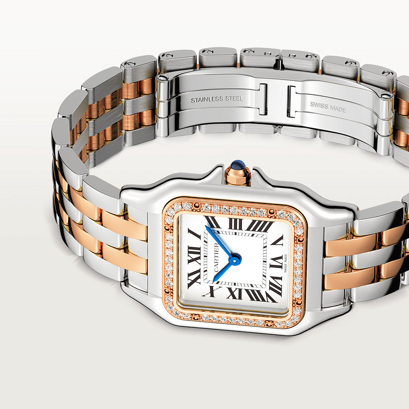 Panthère de Cartier Uhrenmedium Modell Quarz Bewegung Rosegold Stahl Diamanten-6