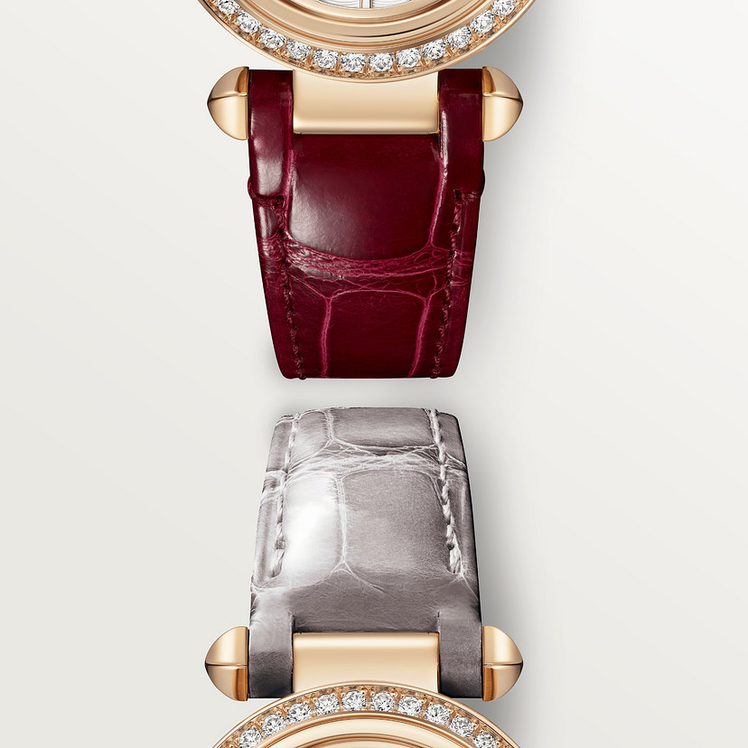 Pasha de Cartier Uhr 30 mm Quarz Bewegung Roségold Diamanten austauschbare Ledergurte-1