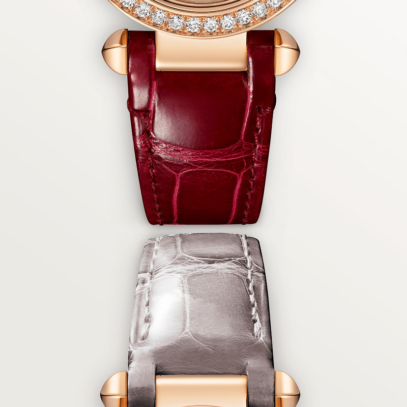 Pasha de Cartier Uhr 30 mm Quarz Bewegung Roségold Diamanten austauschbare Ledergurte-1