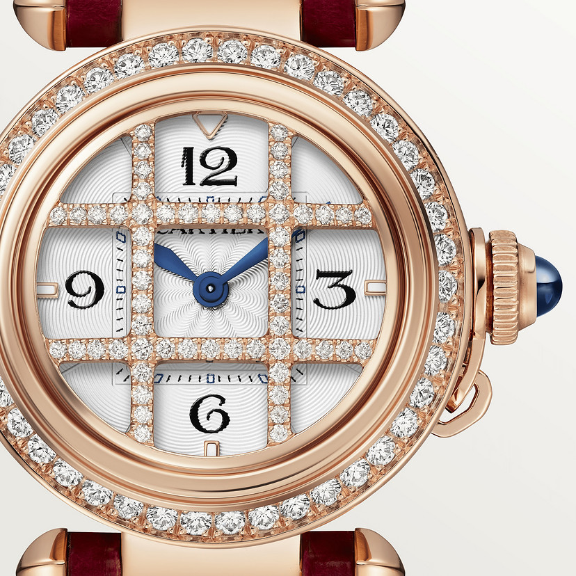Pasha de Cartier Uhr 30 mm Quarz Bewegung Roségold Diamanten austauschbare Ledergurte-2