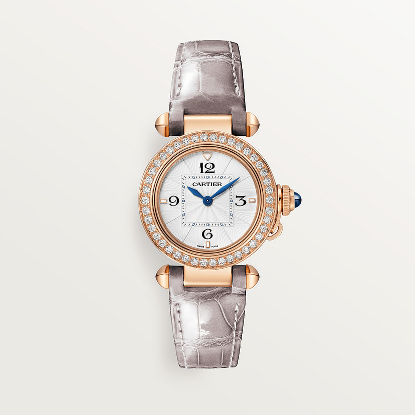 Pasha de Cartier Uhr 30 mm Quarz Bewegung Roségold Diamanten austauschbare Ledergurte-2