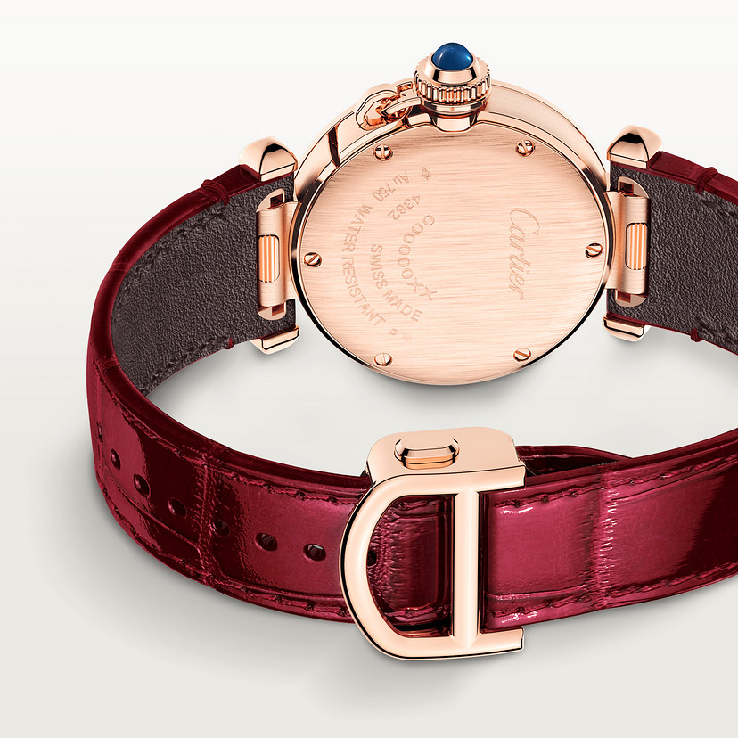 Pasha de Cartier Uhr 30 mm Quarz Bewegung Roségold Diamanten austauschbare Ledergurte-3