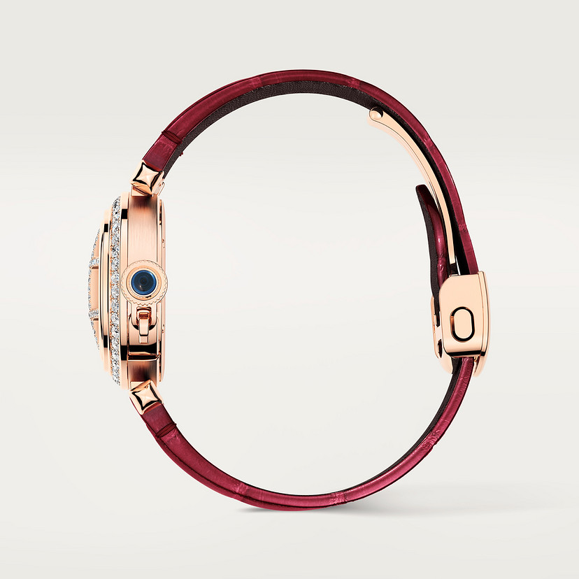 Pasha de Cartier Uhr 30 mm Quarz Bewegung Roségold Diamanten austauschbare Ledergurte-4