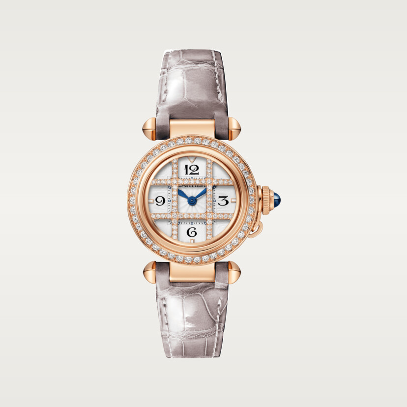 Pasha de Cartier Uhr 30 mm Quarz Bewegung Roségold Diamanten austauschbare Ledergurte-5