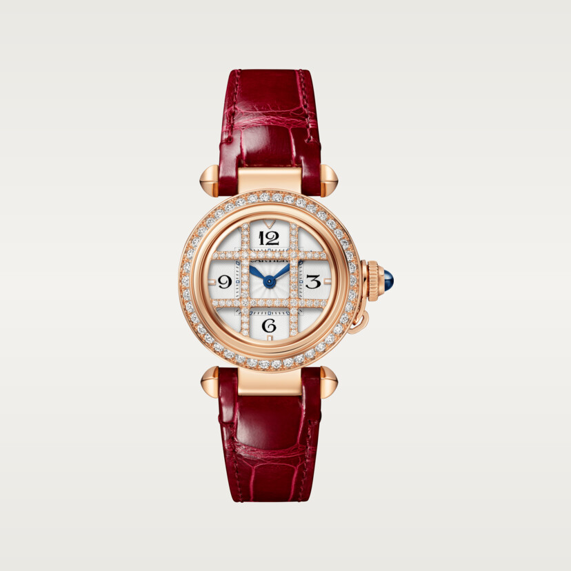 Pasha de Cartier Uhr 30 mm Quarz Bewegung Roségold Diamanten austauschbare Ledergurte-6