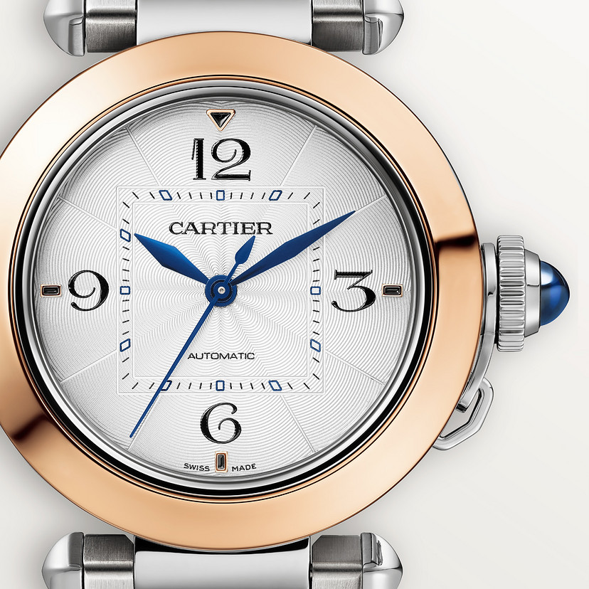 Pasha de Cartier Uhr 35 mm Automatische Bewegung 18K Roségold und Stahl austauschbarer Metall- und Lederbänder-3