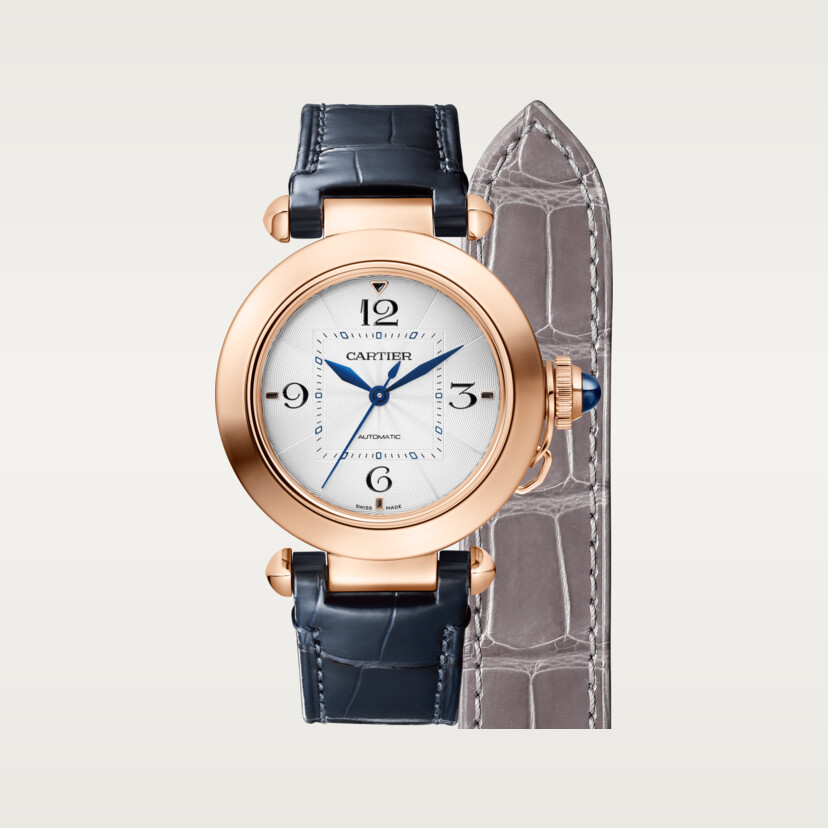 Pasha de Cartier Uhr 35 mm Automatische Bewegung Roségold 2 austauschbare Ledergurte-7