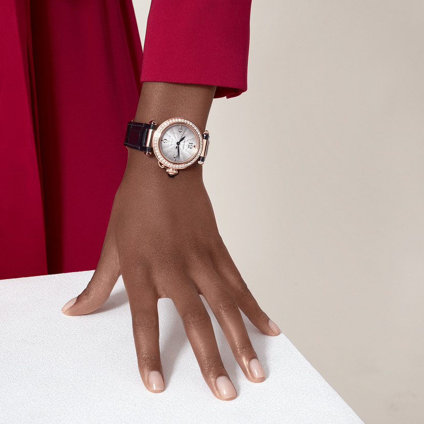 Pasha de Cartier Uhr 35 mm automatische Bewegung Rosegold Diamonds 2 austauschbare Lederbänder-10