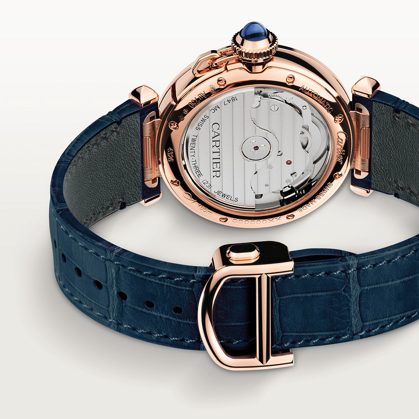 Pasha de Cartier Uhr 35 mm automatische Bewegung Rosegold Diamonds 2 austauschbare Lederbänder-6