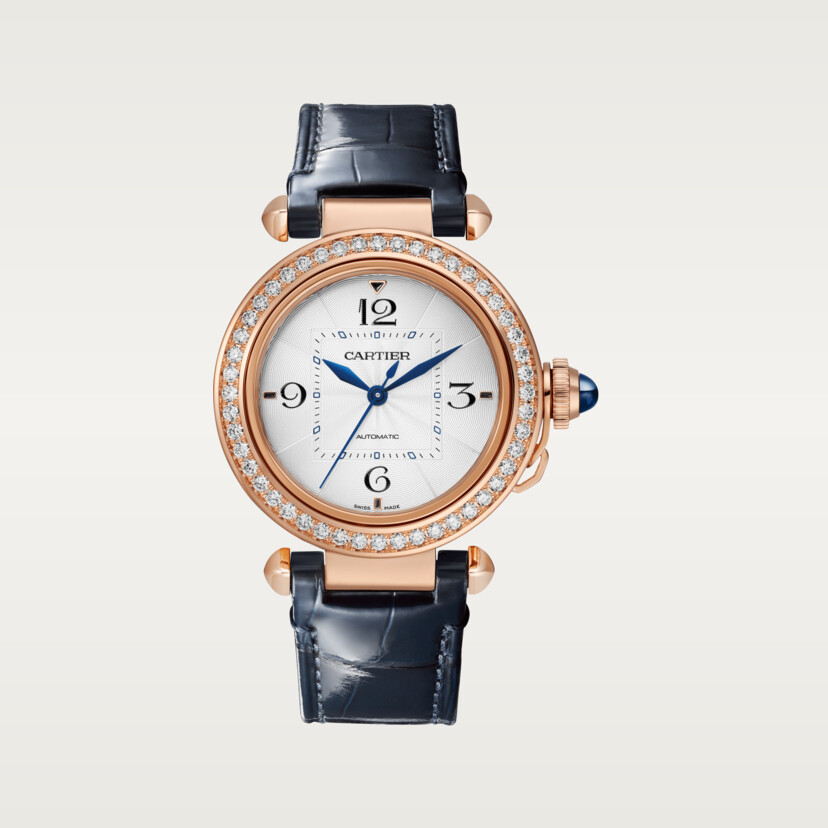 Pasha de Cartier Uhr 35 mm automatische Bewegung Rosegold Diamonds 2 austauschbare Lederbänder-8