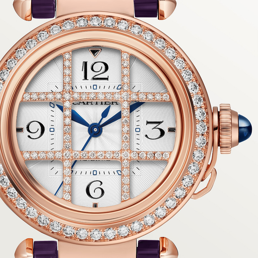 Pasha de Cartier Uhr 35 mm automatische Bewegung Rosegold Diamanten austauschbare Lederbänder-2