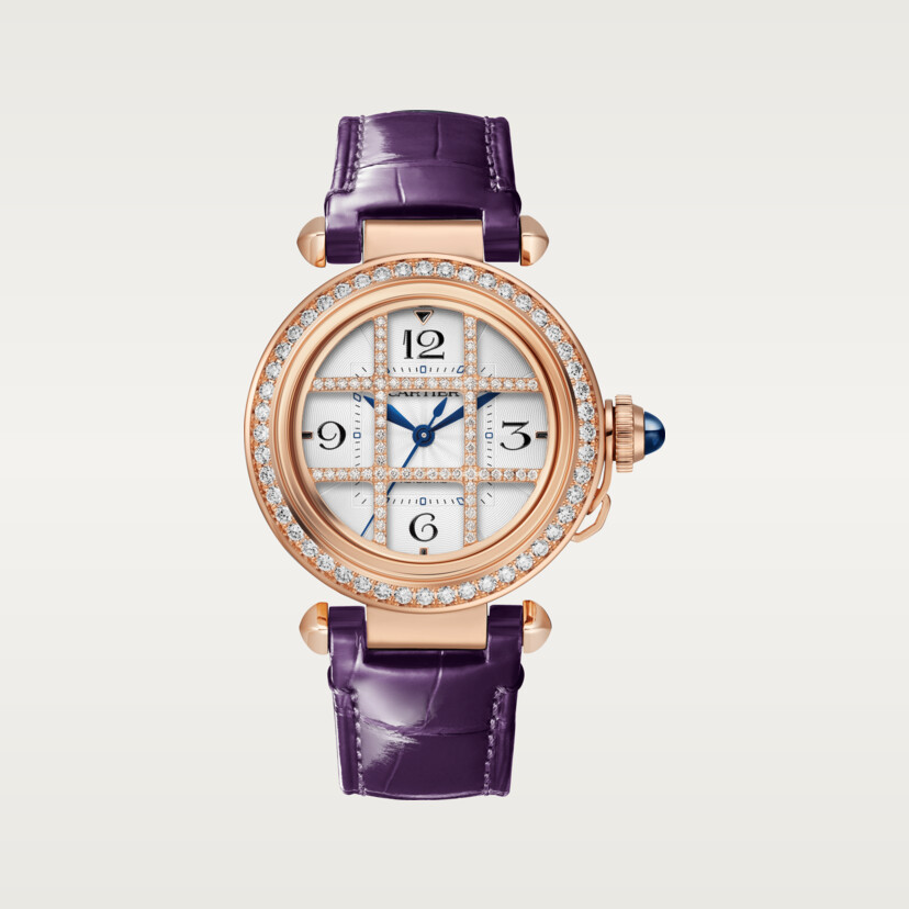 Pasha de Cartier Uhr 35 mm automatische Bewegung Rosegold Diamanten austauschbare Lederbänder-5