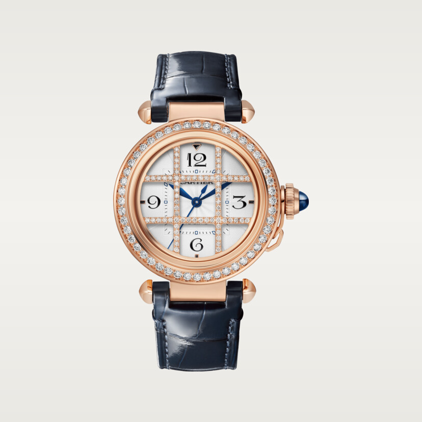 Pasha de Cartier Uhr 35 mm automatische Bewegung Rosegold Diamanten austauschbare Lederbänder-6