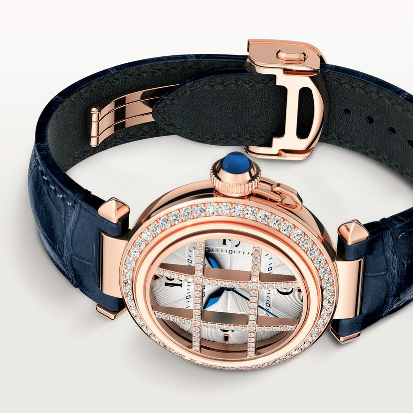 Pasha de Cartier Uhr 35 mm automatische Bewegung Rosegold Diamanten austauschbare Lederbänder-7