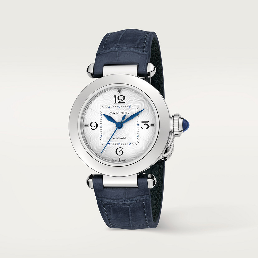 Pasha de Cartier Uhr 35 mm Automatische Bewegung Stahl 2 austauschbare Lederriemen-1