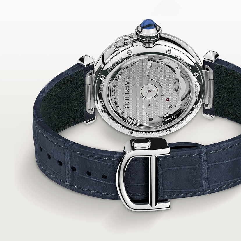 Pasha de Cartier Uhr 35 mm Automatische Bewegung Stahl 2 austauschbare Lederriemen-5