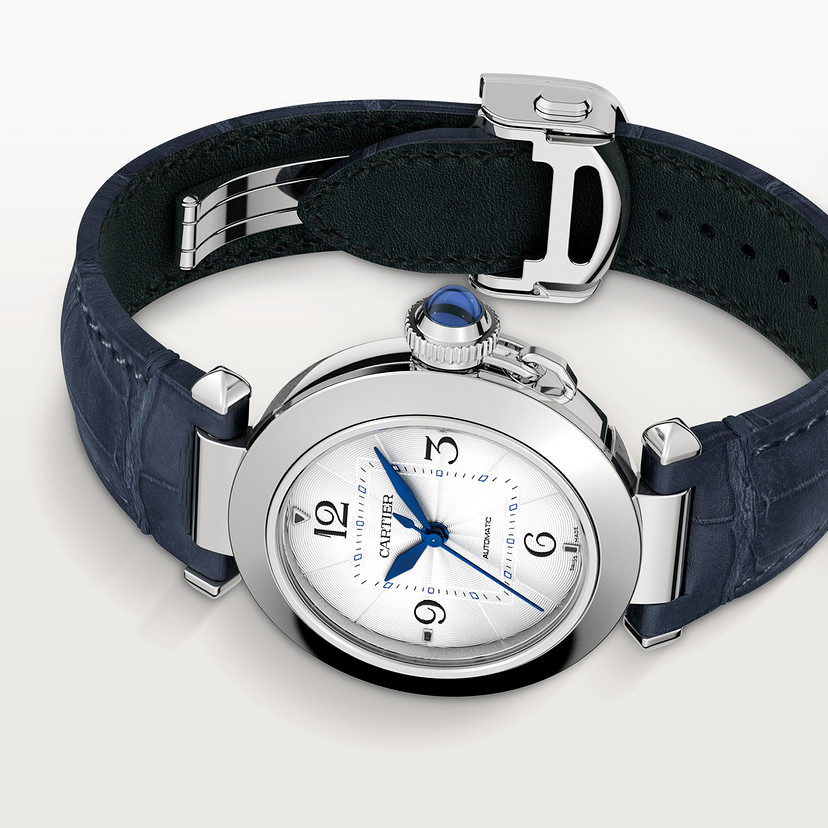 Pasha de Cartier Uhr 35 mm Automatische Bewegung Stahl 2 austauschbare Lederriemen-6