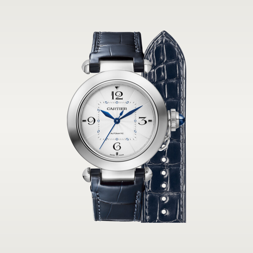 Pasha de Cartier Uhr 35 mm Automatische Bewegung Stahl 2 austauschbare Lederriemen-7
