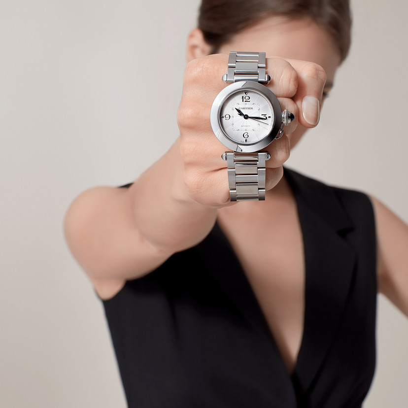 Pasha de Cartier Uhr 35 mm Automatische Bewegung Stahl austauschbarer Metall- und Lederriemen-9