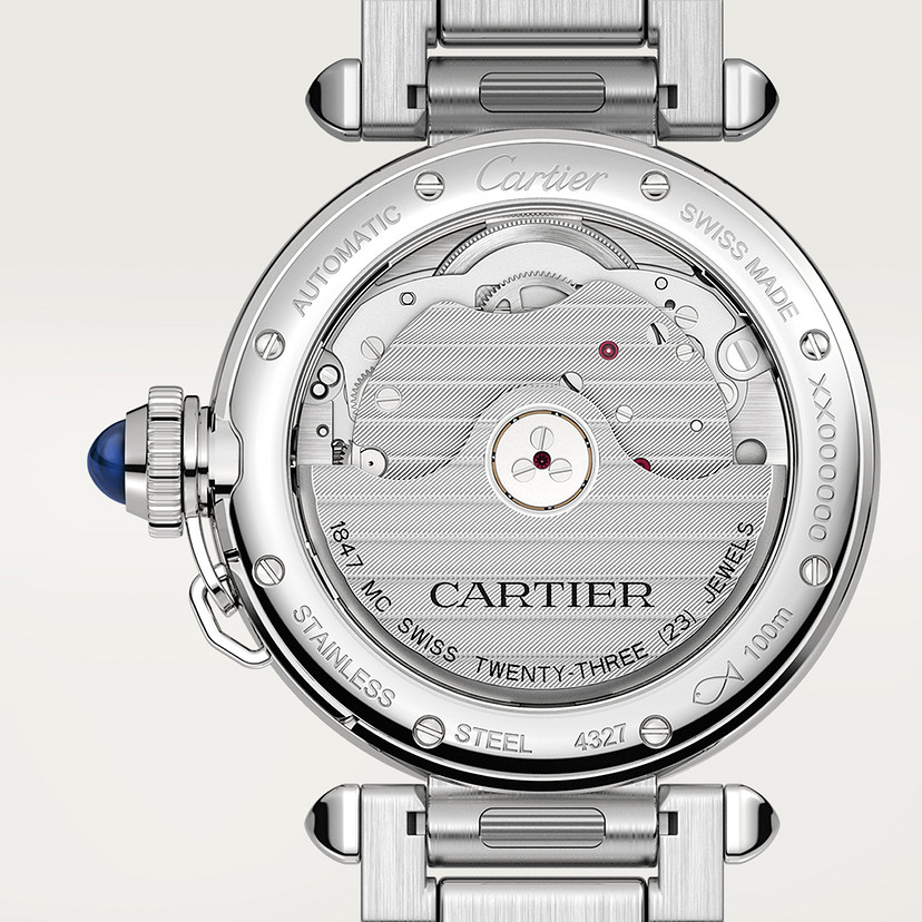 Pasha de Cartier Uhr 35 mm Automatische Bewegung Stahl austauschbarer Metall- und Lederriemen-2