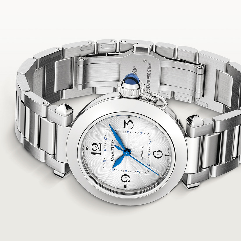 Pasha de Cartier Uhr 35 mm Automatische Bewegung Stahl austauschbarer Metall- und Lederriemen-5