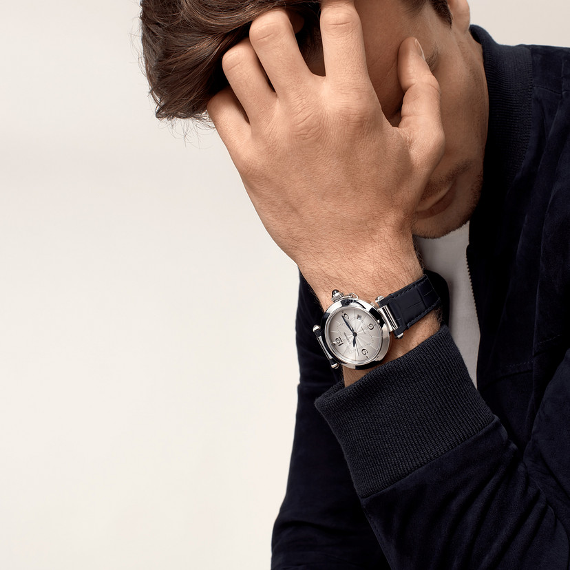 Pasha de Cartier Uhr 41 mm Automatische Bewegung Stahl 2 austauschbare Lederriemen-13