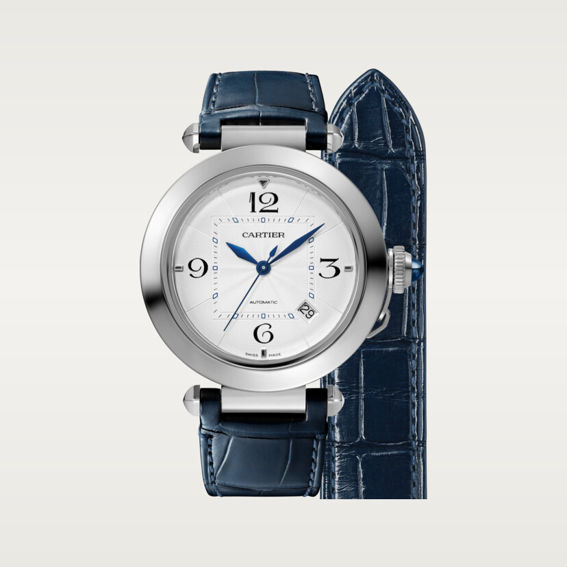 Pasha de Cartier Uhr 41 mm Automatische Bewegung Stahl 2 austauschbare Lederriemen-7