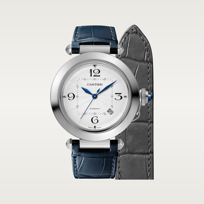Pasha de Cartier Uhr 41 mm Automatische Bewegung Stahl 2 austauschbare Lederriemen-8
