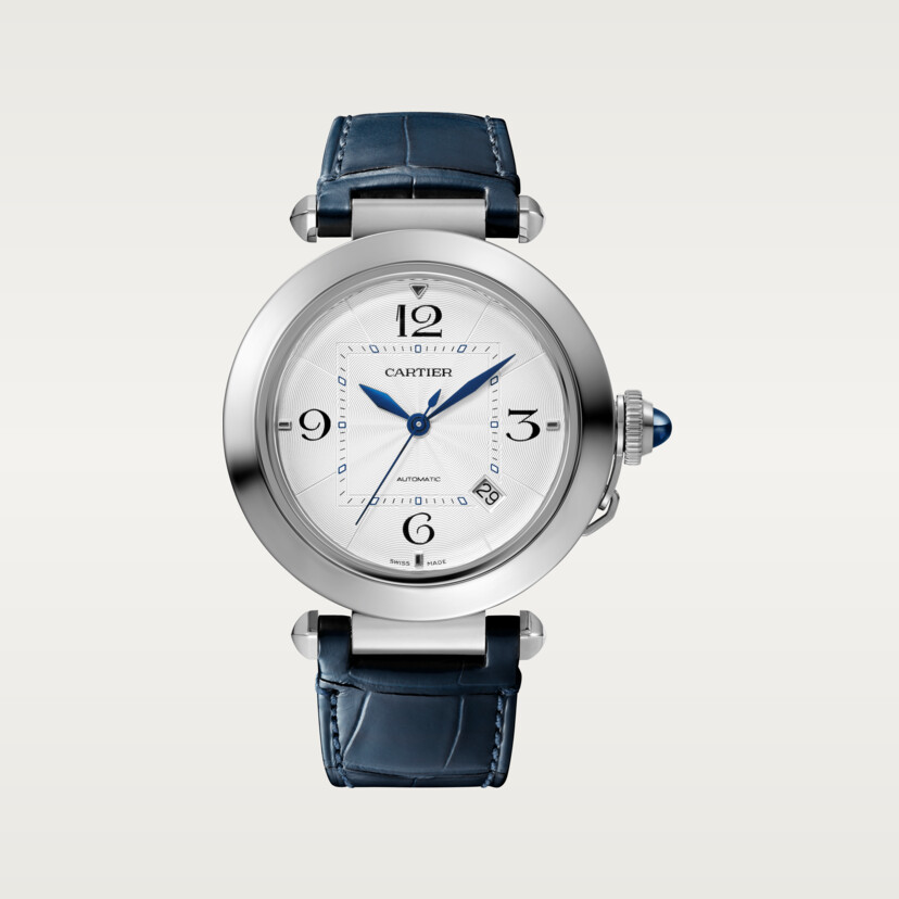 Pasha de Cartier Uhr 41 mm Automatische Bewegung Stahl 2 austauschbare Lederriemen-9