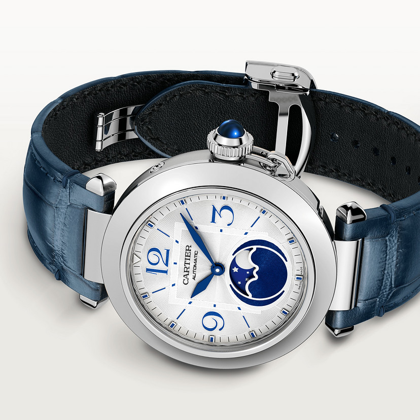 Pasha de Cartier Uhr 41 mm Automatische Bewegung Stahl austauschbare Lederbänder-6