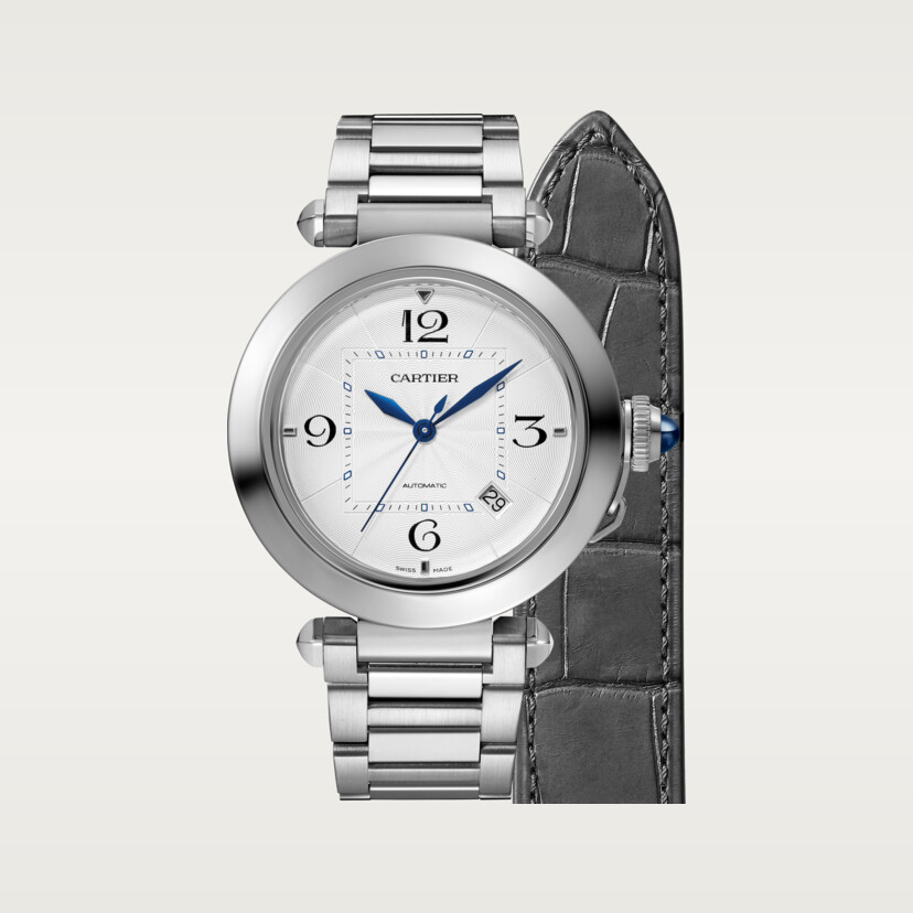 Pasha de Cartier Uhr 41 mm Automatische Bewegung Stahl austauschbarer Metall- und Lederbänder-6